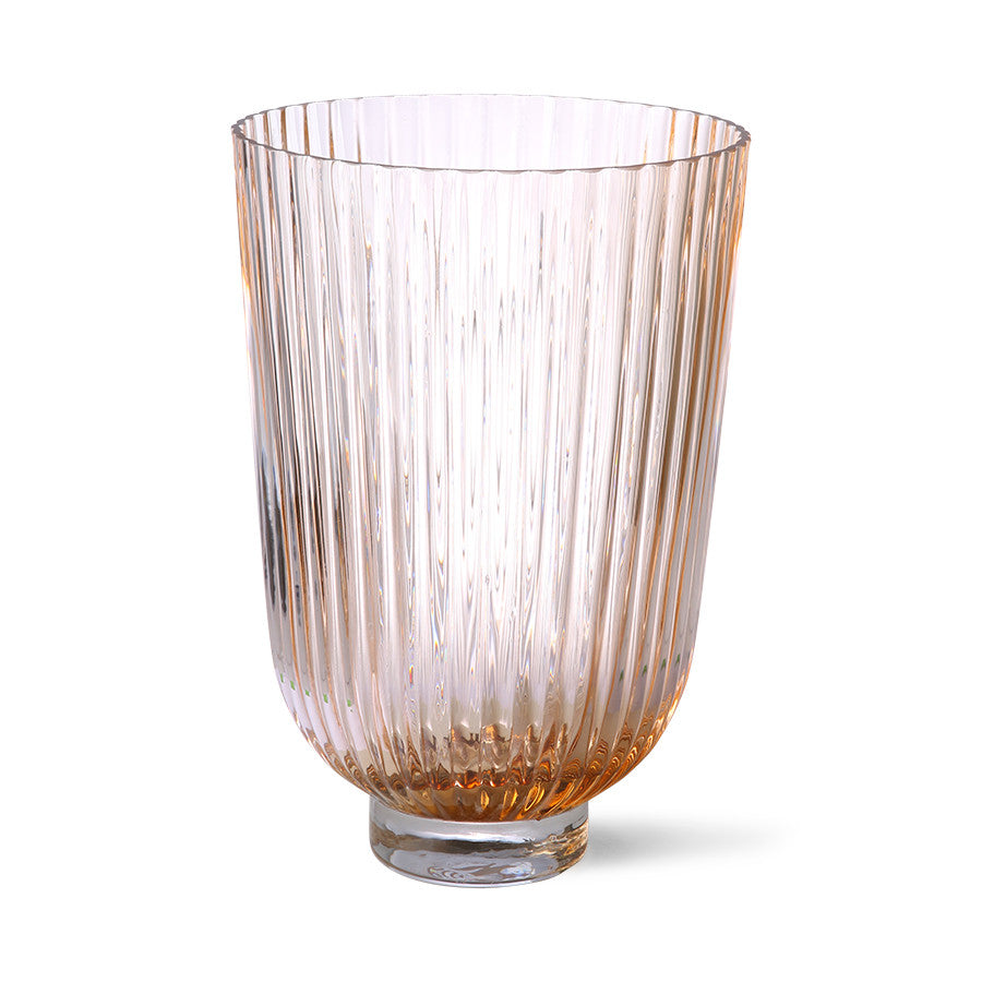 HK living Glas Vase ribbed peach