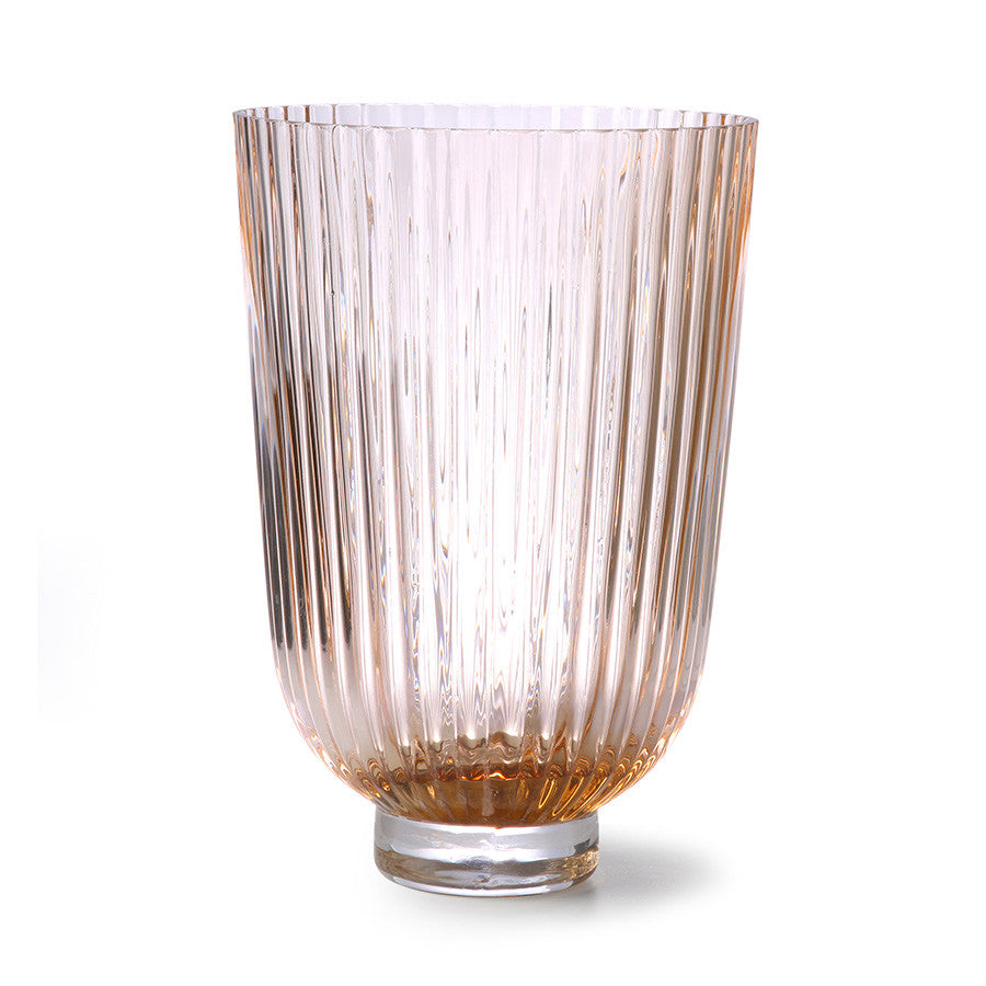 HK living Glas Vase ribbed peach