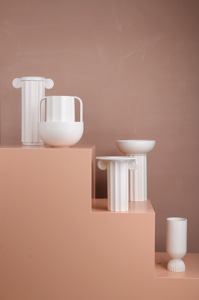 HK living KeramiK Blumenvase gerippt